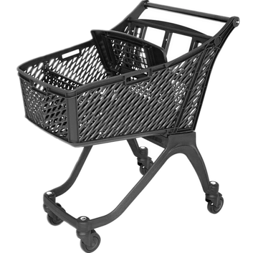 Тележка покупательская пластик, 100л, цвет черный, комплектация полная, ручка черная без логотипа | Smep